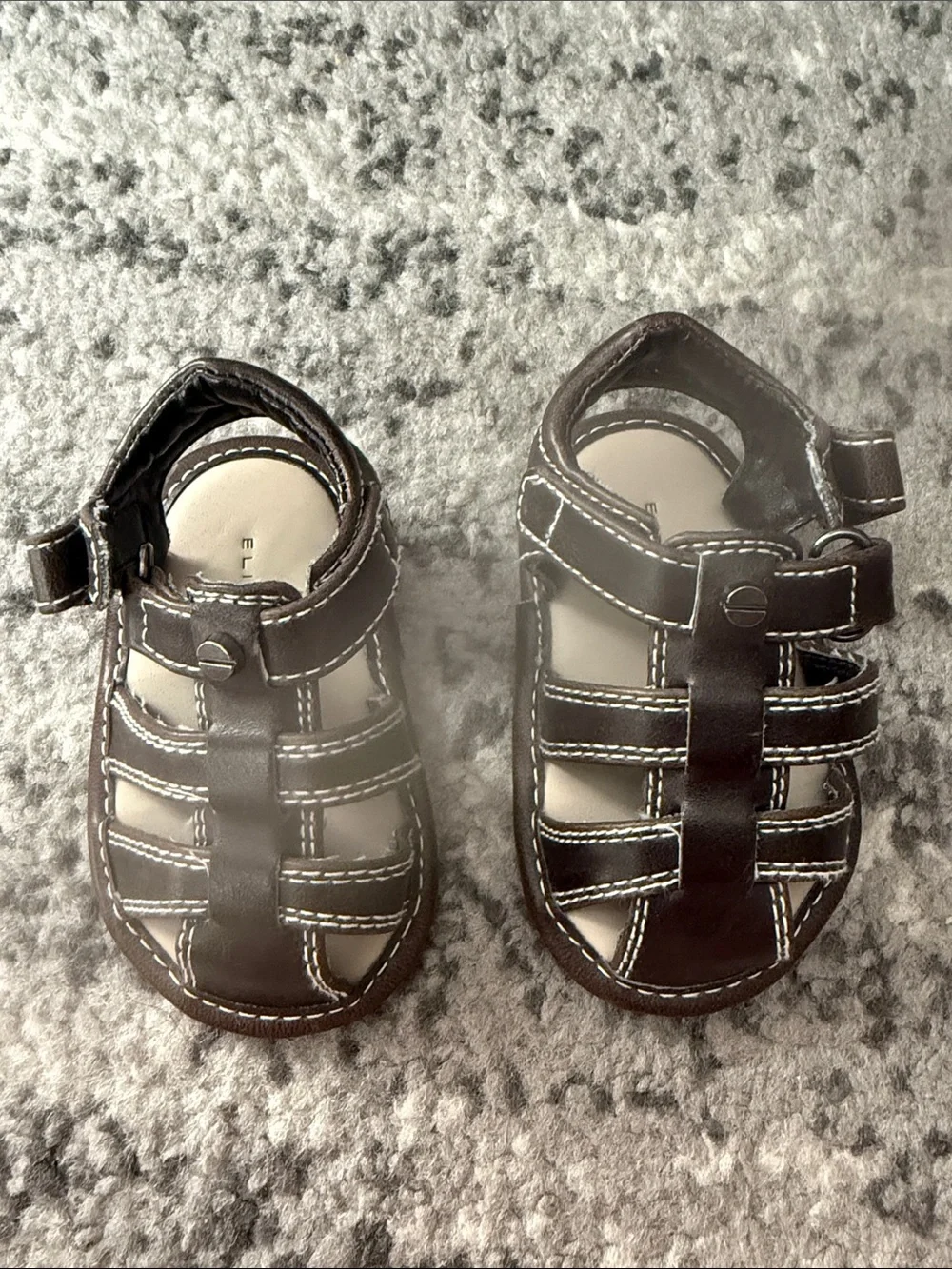 Elie Tahari Brown Leather Baby/Toddler Fisherman Sandals